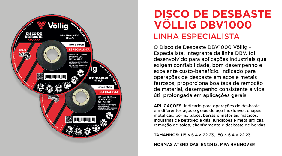 Disco de Desbaste DBV1000 - Descrição
