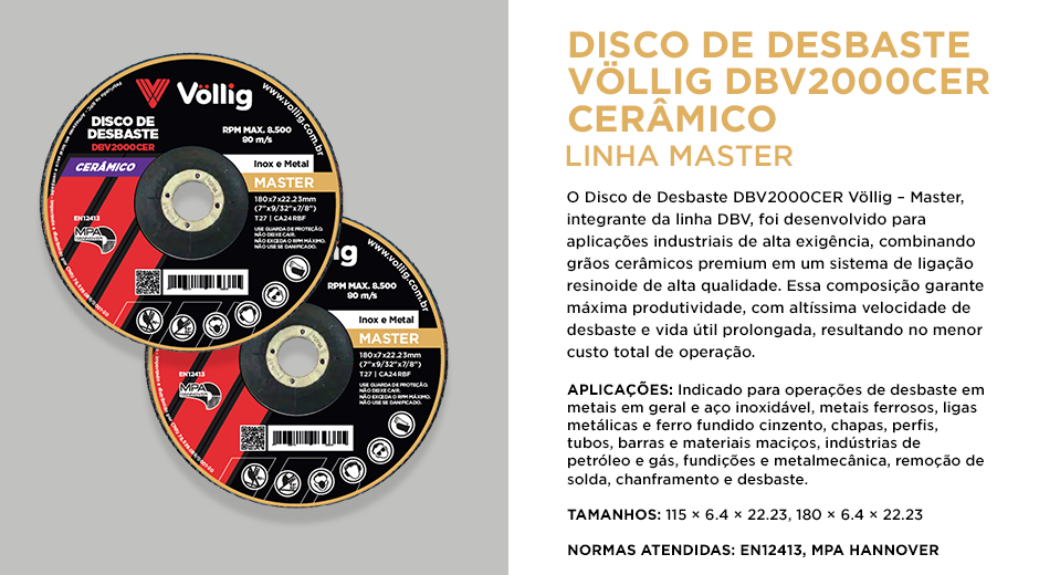 Disco de Desbaste DBV2000CER Cerâmico - descrição
