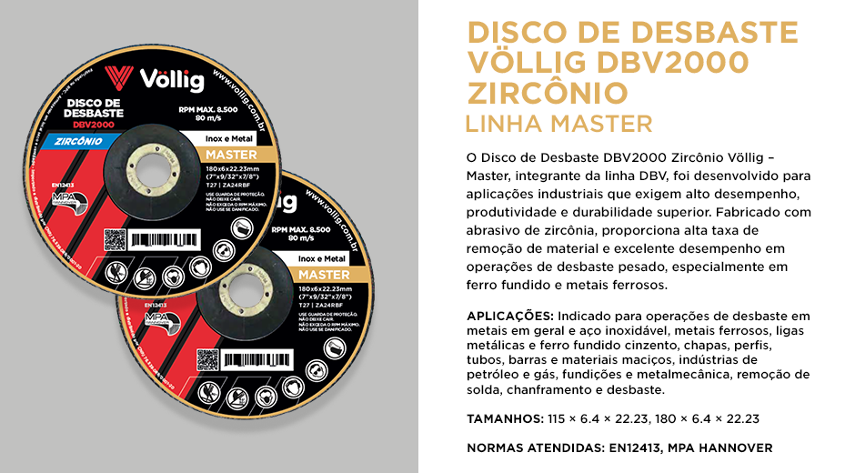 Disco de Desbaste Völlig DBV2000 Zircônio - descrição