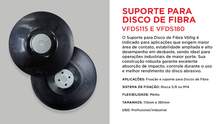 Suporte para Disco de Fibra (VFDS115 e VFDS180) - descrição
